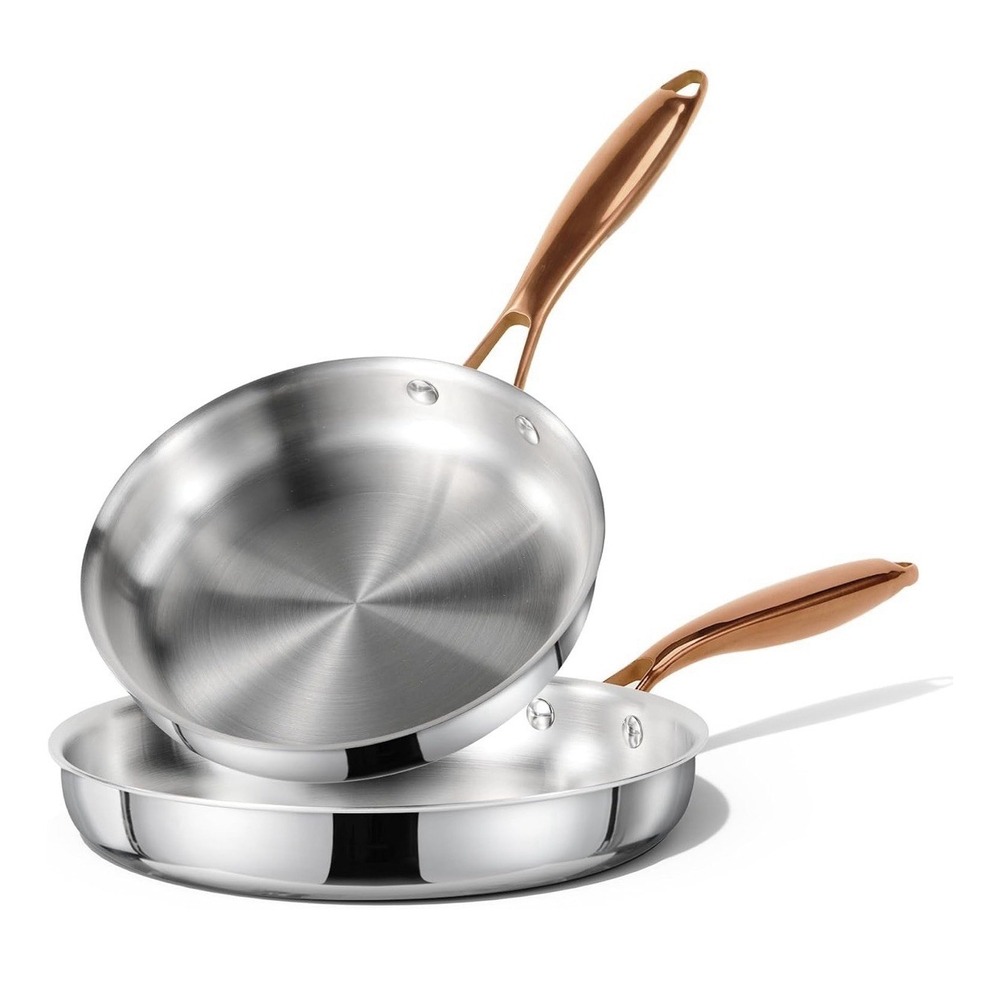 Carote 8'' & 10'' Stainless Steel Frying Pan Set, Silver